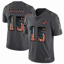 Nike Kansas City Chiefs #15 Patrick Mahomes Tribute to retro flag Carbon black Authentic Stitched NFL Jersey