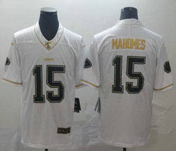 Nike Kansas City Chiefs #15 Patrick Mahomes White Throwback Gold Number Authentic Stitched NFL Jersey