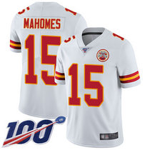 Nike Kansas City Chiefs #15 Patrick Mahomes With 100th Season Patch White Vapor Untouchable Authentic stitched NFL jersey