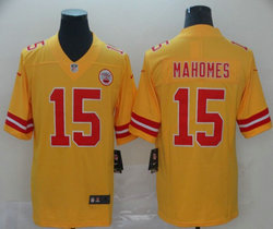 Nike Kansas City Chiefs #15 Patrick Mahomes Yellow Inverted Legend Vapor Untouchable Authentic Stitched NFL jersey