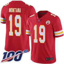 Nike Kansas City Chiefs #19 Joe Montana 100th Season Red Vapor Untouchable Authentic stitched NFL jersey