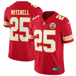 Nike Kansas City Chiefs #25 Elijah Mitchell Red Throwback Authentic Stitched NFL Jersey