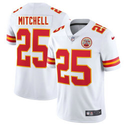 Nike Kansas City Chiefs #25 Elijah Mitchell White Throwback Authentic Stitched NFL Jersey