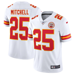 Nike Kansas City Chiefs #25 Elijah Mitchell White Throwback Authentic Stitched NFL Jersey