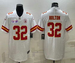 Nike Kansas City Chiefs #32 Nick Bolton White Vapor Untouchable With 2024 Super Bowl (LVIII ) patch Jersey