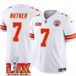 Nike Kansas City Chiefs #7 Harrison Butker White 24-25 Super Bowl LIX Vapor Untouchable Jersey