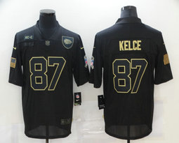 Nike Kansas City Chiefs #87 Travis Kelce 2020 Black Salute to Service Authentic Stitched NFL Jersey
