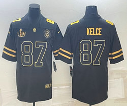 Nike Kansas City Chiefs #87 Travis Kelce Black Gold Champion Authentic Stitched NFL jersey