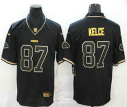 Nike Kansas City Chiefs #87 Travis Kelce Black Gold Number Authentic Stitched NFL jersey