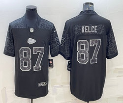 Nike Kansas City Chiefs #87 Travis Kelce Black Reflective Authentic Stitched NFL jersey