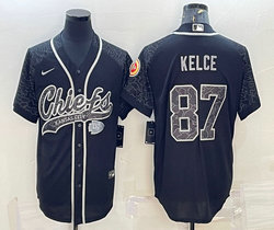 Nike Kansas City Chiefs #87 Travis Kelce Black Reflective with logo Authentic Stitched baseball Jersey