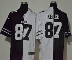 Nike Kansas City Chiefs #87 Travis Kelce Black and White Authentic Stitched NFL jersey