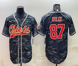 Nike Kansas City Chiefs #87 Travis Kelce Grey Camo With Patch Joint Adults Authentic Stitched baseball jersey
