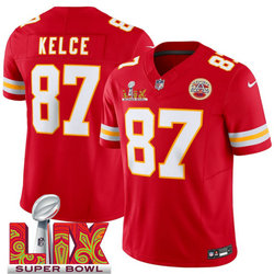 Nike Kansas City Chiefs #87 Travis Kelce Red 24-25 Super Bowl LIX Vapor Untouchable Jersey