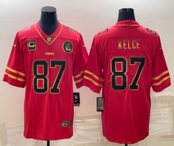 Nike Kansas City Chiefs #87 Travis Kelce Red Gold Number Authentic Stitched NFL Jersey