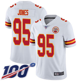 Nike Kansas City Chiefs #95 Chris Jones 100th Season White Vapor Untouchable Authentic stitched NFL jersey
