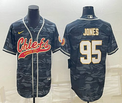 Nike Kansas City Chiefs #95 Chris Jones Grey Camo Joint Authentic stitched baseball jersey