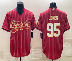 Nike Kansas City Chiefs #95 Chris Jones Red stripe Joint Authentic stitched baseball jersey