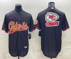 Nike Kansas City Chiefs Black red stripe Joint Big Logo Authentic Stitched baseball jersey
