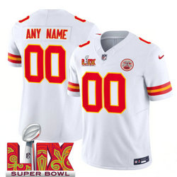 Nike Kansas City Chiefs Custom White 24-25 Super Bowl LIX Vapor Untouchable Jersey
