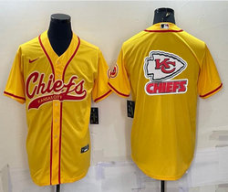 Nike Kansas City Chiefs Gold Joint adults Big Logo Authentic Stitched baseball jersey