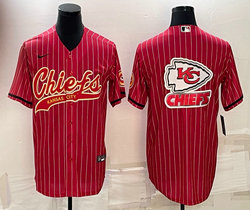 Nike Kansas City Chiefs Red stripe Joint logo patch Authentic stitched baseball jersey