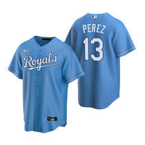 Nike Kansas City Royals #13 Salvador Perez Light Blue Game Authentic Stitched MLB Jersey
