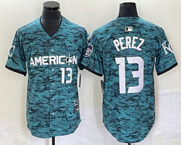 Nike Kansas City Royals #13 Salvador Perez Teal 2023 All-Star Stitched Baseball Jersey