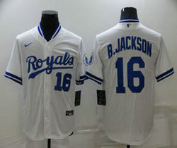 Nike Kansas City Royals #16 Bo Jackson White Throwback Game Authentic Stitched MLB Jersey