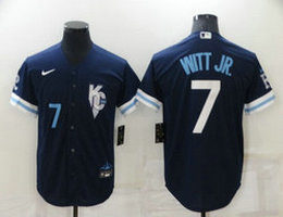 Nike Kansas City Royals #7 Bobby Witt Jr. 2022 City #7 in front Game Authentic stitched MLB jersey