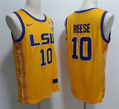 Nike LSU Tigers #10 Angel Reese Yellow Stitched Jersey