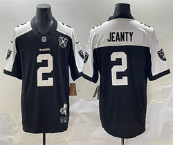 Nike Las Vegas Raiders #2 Ashton Jeanty Black White With Nevada Silver Stat Patch And 65th Anniversary Patch Jersey