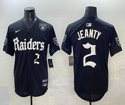 Nike Las Vegas Raiders #2 Ashton jeanty 6(VI) Black Joint baseball jersey