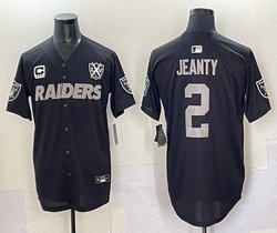 Nike Las Vegas Raiders #2 Ashton jeanty Black 5(V) Joint baseball jersey