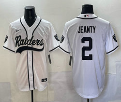 Nike Las Vegas Raiders #2 Ashton jeanty White 3(III) Joint baseball jersey