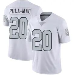 Nike Las Vegas Raiders #20 Isiah Pola-Moa White silver Number NFL jersey