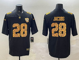 Nike Las Vegas Raiders #28 Josh Jacobs Black Fashion Leopard Grain Authentic Stitched NFL Jersey