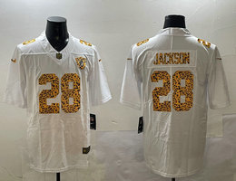 Nike Las Vegas Raiders #28 Josh Jacobs White Fashion Leopard Grain Authentic Stitched NFL Jersey