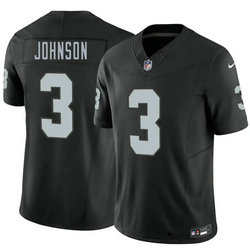 Nike Las Vegas Raiders #3 Taron Johnson Black Authentic Stitched NFL Jersey