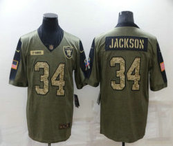 Nike Las Vegas Raiders #34 Bo Jackson 2021 Camo salute to service Authentic Stitched NFL Jersey