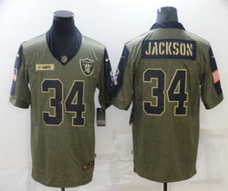 Nike Las Vegas Raiders #34 Bo Jackson 2021 salute to service Authentic Stitched NFL Jersey