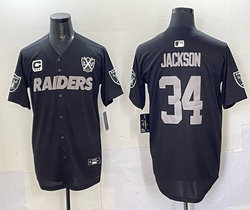 Nike Las Vegas Raiders #34 Bo Jackson Black 5(V) Joint baseball jersey