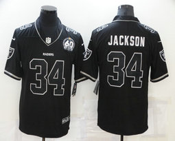 Nike Las Vegas Raiders #34 Bo Jackson Black 60 Lights Out Black Vapor Untouchable Authentic Stitched NFL jersey