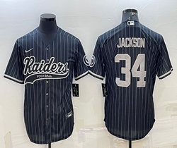 Nike Las Vegas Raiders #34 Bo Jackson Black Joint Adults Stripe Authentic Stitched baseball jersey