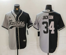Nike Las Vegas Raiders #34 Bo Jackson Black and Gray Joint Authentic Stitched NFL jersey