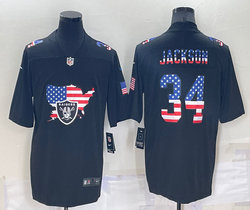 Nike Las Vegas Raiders #34 Bo Jackson Black map flag Authentic Stitched NFL Jersey