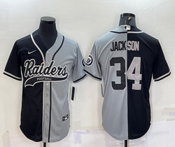 Nike Las Vegas Raiders #34 Bo Jackson Gray Black Split Authentic Stitched NFL Jersey