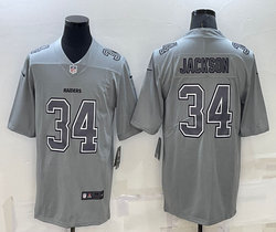 Nike Las Vegas Raiders #34 Bo Jackson Grey Atmosphere Fashion Authentic Stitched NFL Jersey