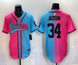 Nike Las Vegas Raiders #34 Bo Jackson Pink and Blue Joint MLB Jersey