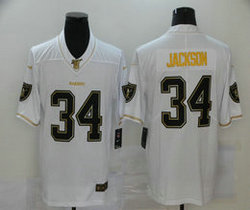 Nike Las Vegas Raiders #34 Bo Jackson White Gold Authentic Stitched NFL jersey